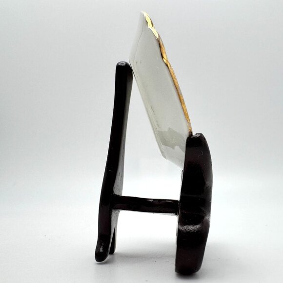 Limoges France Miniature Plate Romantic Rose Pattern Wooden Stand Vtg 1.75" - Picture 6 of 8